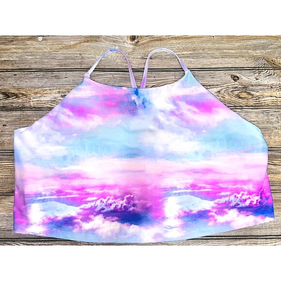 4X Workout Top Sports Bra Old Navy Activewear Plus Size Watercolor Pretty - Picture 1 of 4